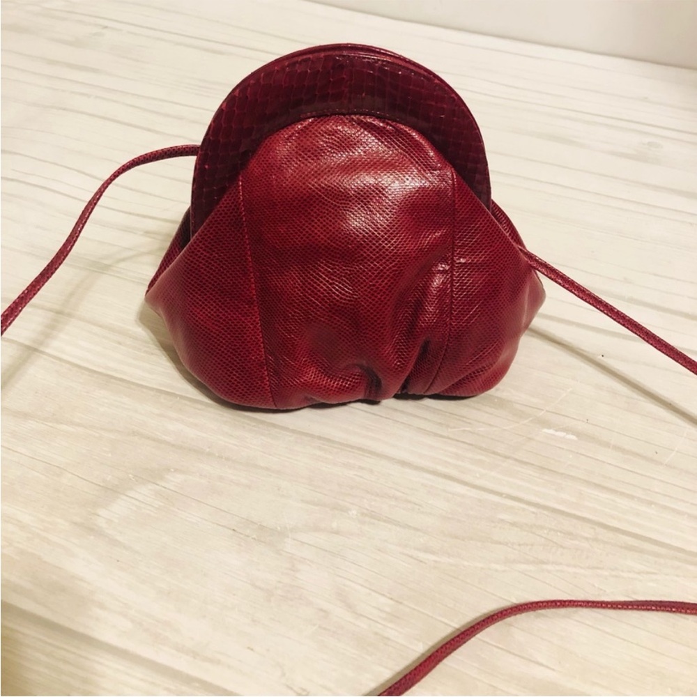 SUSAN GAIL Vintage Red Genuine Snake Skin Clutch Crossbody Bag Purse Spain